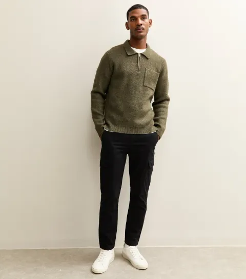 Men's Black Slim Cargo Trousers