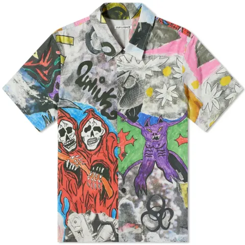 Short Sleeve Skeleton Print Shirt