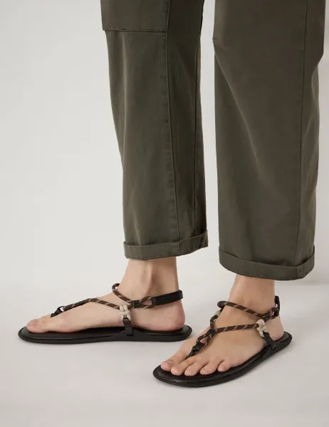 HUSH Rope Flat Sandals Brown