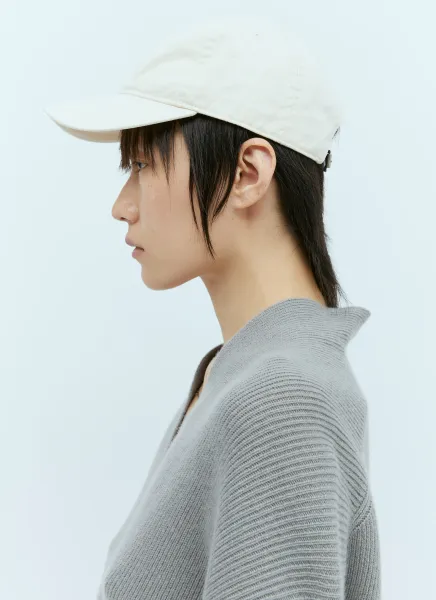 Leather Trim Cotton Baseball Cap