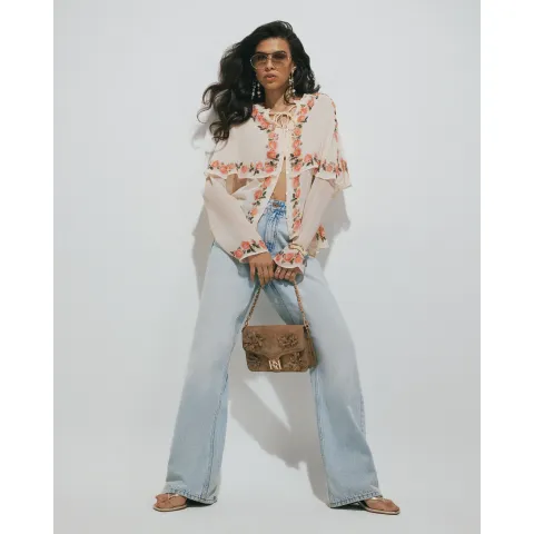 River Island Floral Print Cape Detail Top