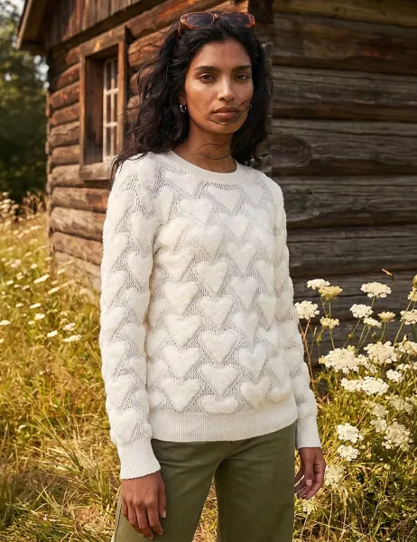 Roman Heart Detail Jumper Ivory Mix