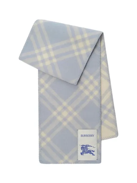 Wool Check Scarf Dive Blue
