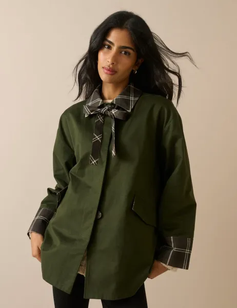 Nobody's Child Pure Cotton Checked Jacket Green