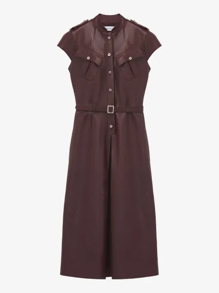 Leather Uniform Midi Dress
