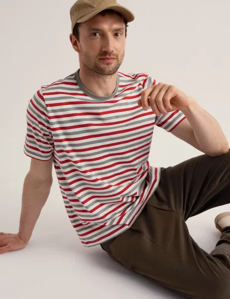 Seasalt Cornwall Pure Cotton Striped T-Shirt Beige Mix