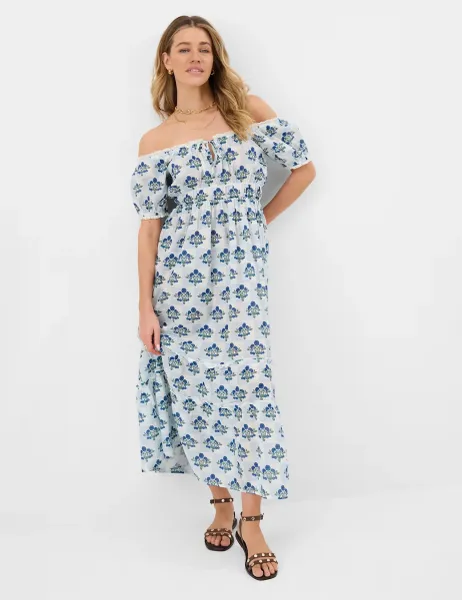Accessorize Pure Cotton Floral Midaxi Beach Dress Ivory Mix