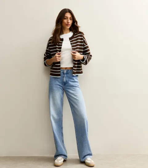 Women's Tall Mid Blue Low Rise Wide Leg Jeans