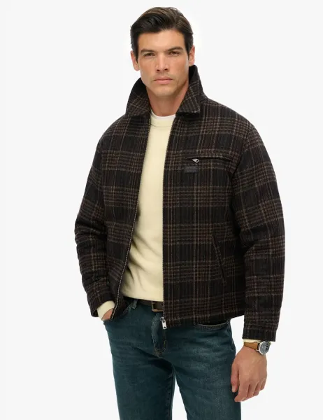 Superdry & Co Checked Padded Overcoat Brown