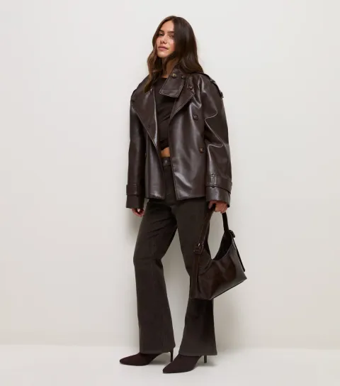 New Look Women's Petite Dark Brown Cotton Rich Corduroy Bootcut Trousers