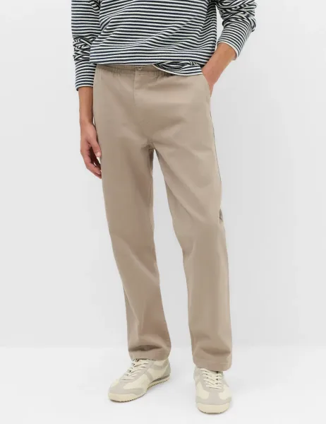 Marks & Spencer Tapered Fit Elasticated Waist Trousers Mushroom