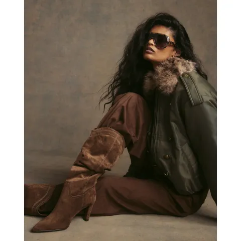 River Island Faux Suede Knee High Boots