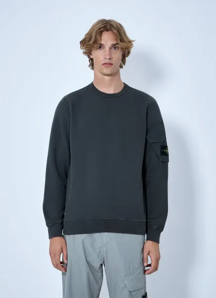 Crewneck Sweatshirt with Sleeve Pocket