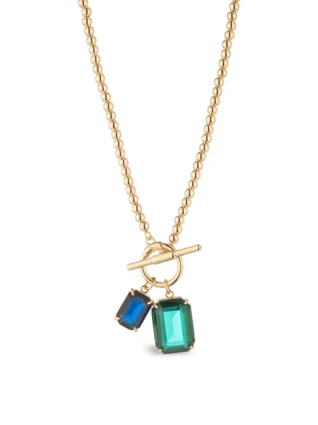 Lauren Ralph Lauren Stone Pendant Necklace 16 Inch - Gold & Emerald