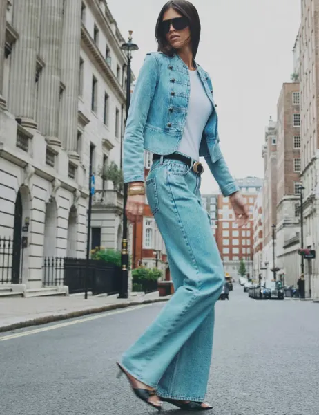 River Island Relaxed High Waisted Straight Leg Jeans Blue Denim