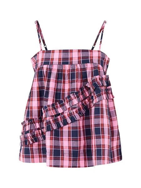 Nyra Ruffle Checked Cami Top