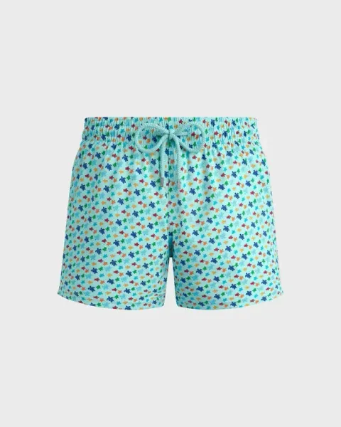 Vilebrequin Men Stretch Short Swim Shorts Micro Ronde Des Tortues Rainbow
