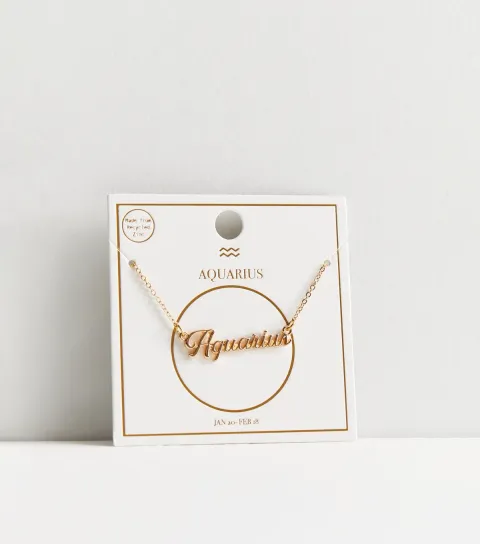Gold Aquarius Star Sign Necklace