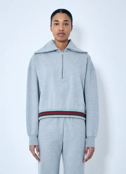 Web Stripe Zip-Up Sweatshirt