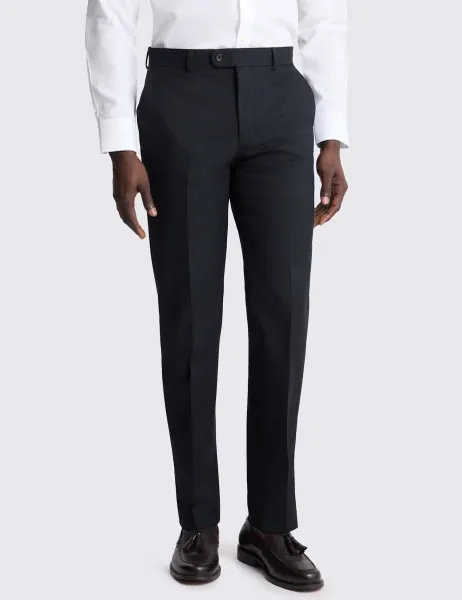 Moss Tailored Fit Puppytooth Stretch Suit Trousers Navy Mix
