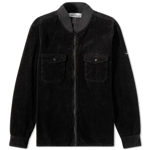 Bomber Collar Cord Zip Through Overshirt
