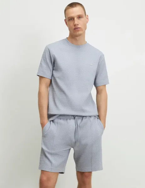 River Island Slim Fit Cotton Rich Textured T-Shirt Blue