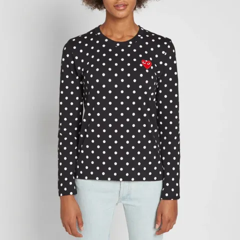 Comme des Garcons Play Women's Long Sleeve Polka Dot Tee