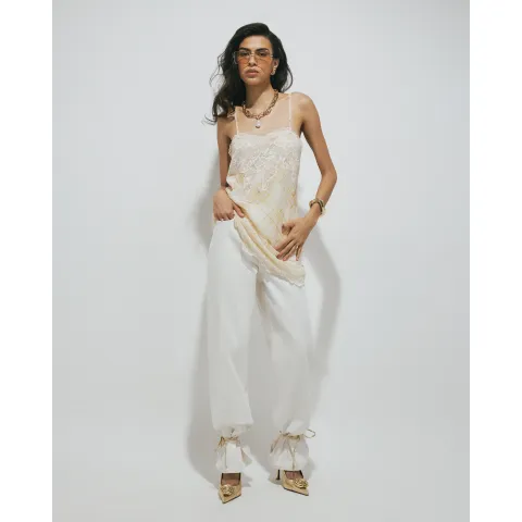 River Island Soft Check Lace Longline Cami