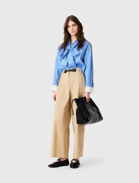 Wide-leg cotton trousers