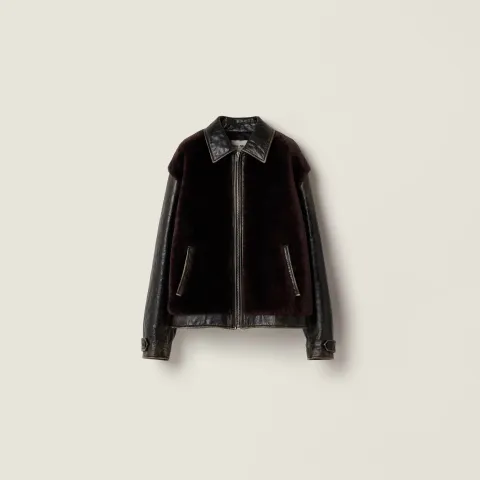 Leather and shearling blouson jacket