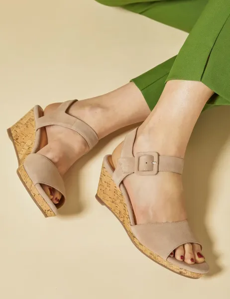 Jones Bootmaker Suede Ankle Strap Wedge Sandals