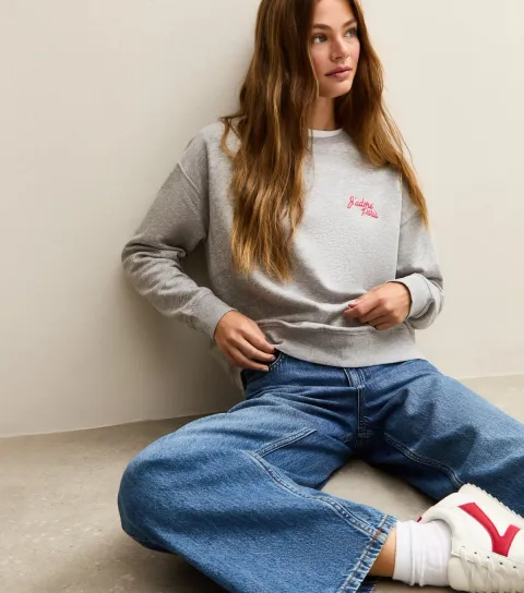 Women's Grey J'Adore Paris Embroidered Sweatshirt