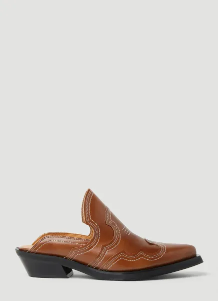 Embroidered Western Mules