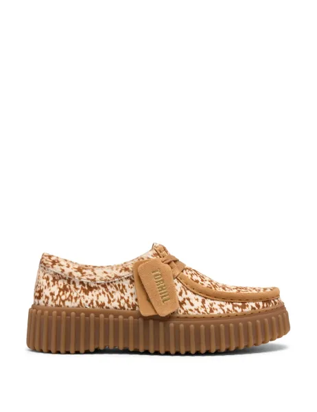 Clarks Torhill Bee Animal Print Hair On Loafers Brown Mix
