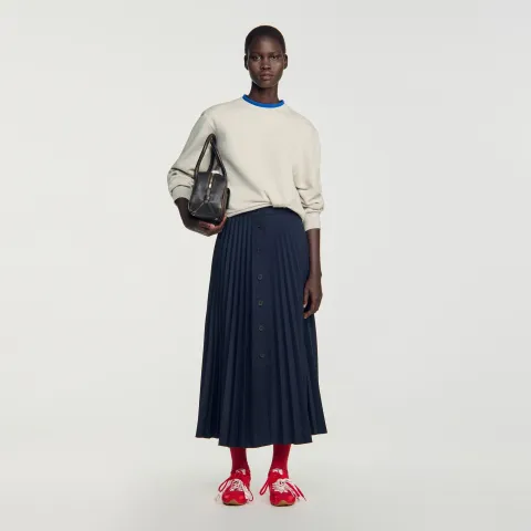 SANDRO Long pleated skirt