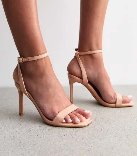 Women's Oatmeal Textured Faux Leather Stiletto Sandals Vegan