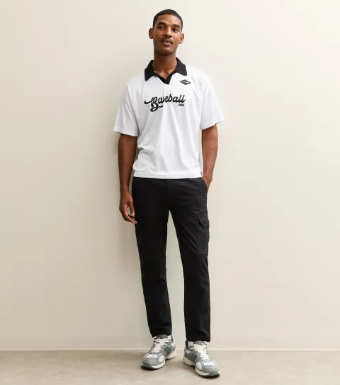 Men's Black Slim Tapered Cargo Trousers