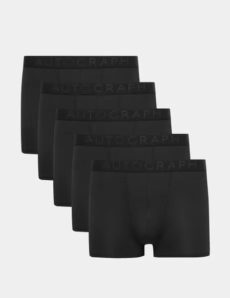 Autograph 5 Pack Microskin Stretch Hipsters Black