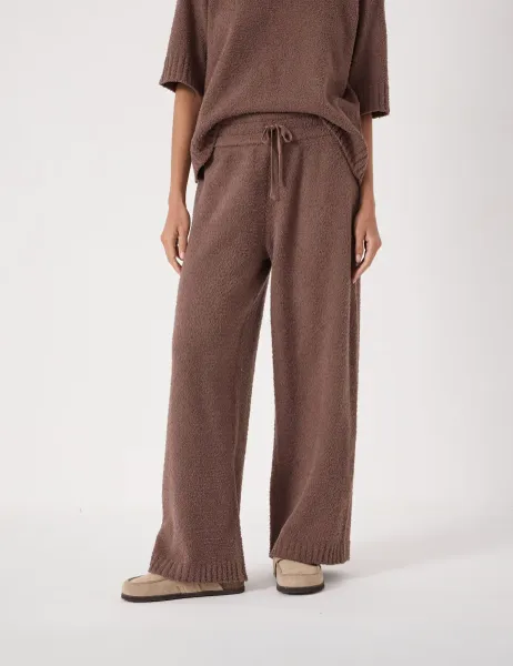 HUSH Textured Wide Leg Trousers Light Brown