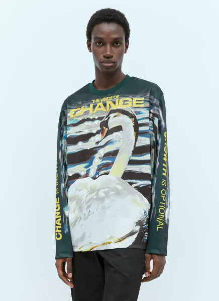 Swan Print Long Sleeve T-Shirt