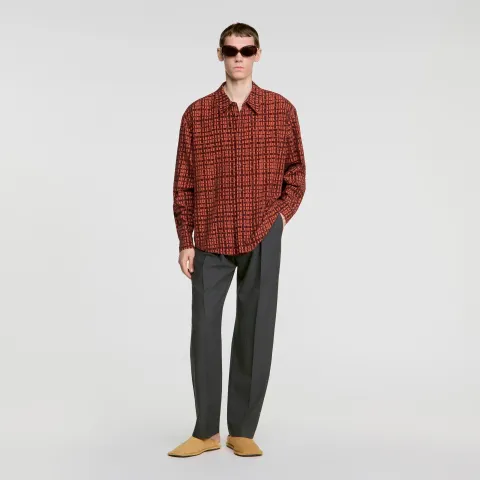 SANDRO Shirt with velvet flocking