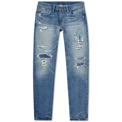 Slim Fit Rip & Repair Washed Jeans