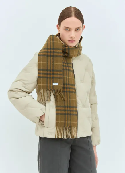 Narrow Check Cashmere Scarf