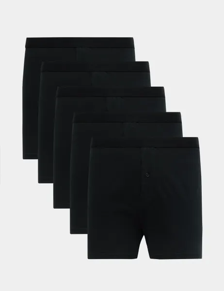 Marks & Spencer 5 Pack Pure Cotton Cool & Fresh Jersey Boxers Black