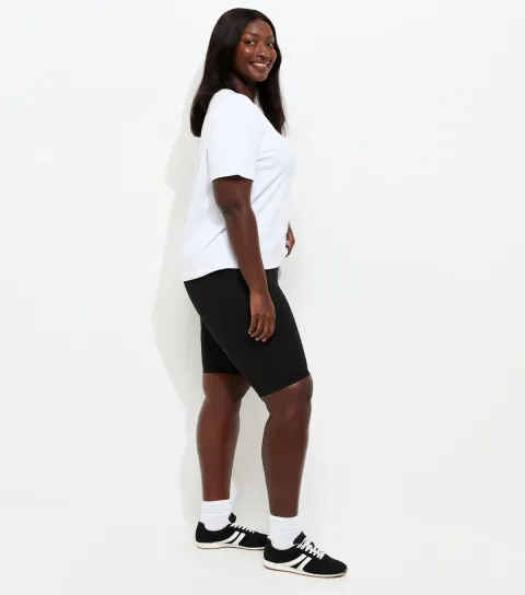 Women's Plus Size Black Knee Length Cycling Shorts Curves