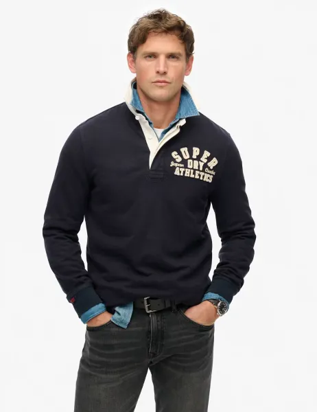 Superdry & Co Pure Cotton Long Sleeve Rugby Top Navy
