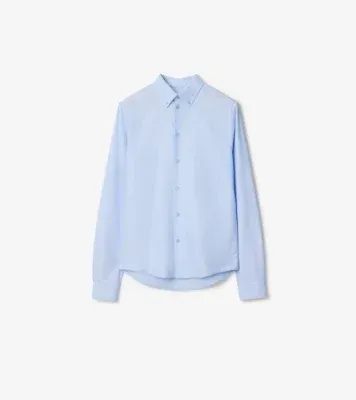 Slim Fit Cotton Oxford Shirt in Blue smoke