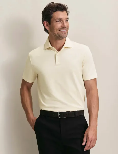 Charles Tyrwhitt Cotton Rich Pique Polo Shirt Cream
