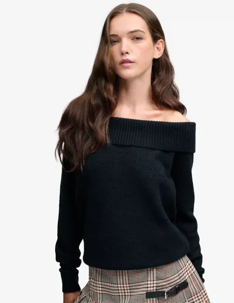Off the Shoulder Jumper with Wool Navy