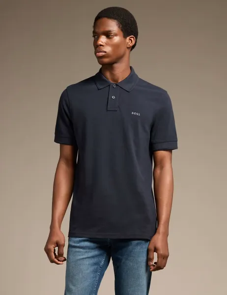 Boss Passenger Pure Cotton Polo Shirt Navy
